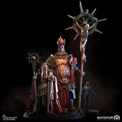 The Iron Maiden & Flame Bodyguard - 75mm Scale | Penitent Crusade | Paladin by Bestiarum Miniatures