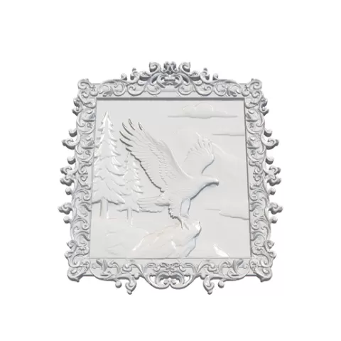 Bald Eagle Landing Winter Forest Bas Relief STL CNC