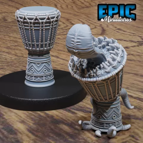 Mimic Drum / Covering Musical Instrument Creature / Evil Utopian Trap / Tribal Equipment / Ruthless Trickster Base Item / African Dungeon Area Decoration / Shapechanger Encounter by Epic-Miniatures