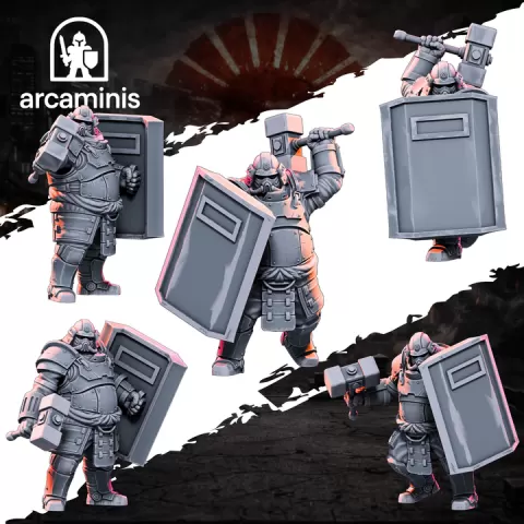 Shogun Legion Bastion Brutes – Cyberpunk Samurai Heavy Infantry STL | 28mm & 32mm Presupported Miniatures by ArcaMinis