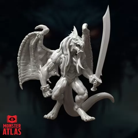 White Abishai | Dnd 5e STL Miniature | 32mm Resin by Monster Atlas Fantasy Miniatures
