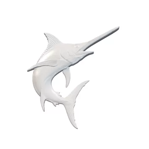 Blue Marlin Leaping Bas Relief STL CNC 3D Model