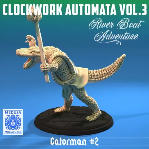 Reptile Mercenary – Gatorman 2 Miniature for RPGs & Skirmish (Resin Printable) by Medusa Miniatures