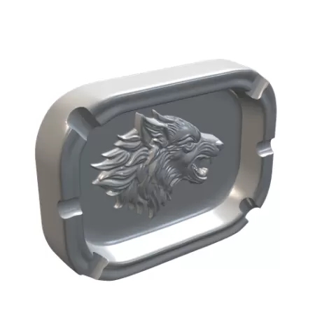 Snarling Wolf Head Decorative Ashtray STL 3D Print Model