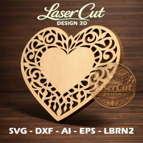Ornamental Heart no.1 Laser Cut File SVG Digital Download for CNC Wood Decor