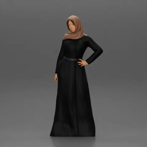Arabic woman in Hijab Abaya Dress posing by 3DGeschaft Miniatures Figures