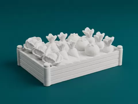 Vegetable Garden Bed Miniature Diorama 3D Model