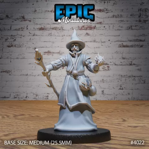Villager Show Mage / Male Wizard / Elementary Magician / Human Worker / Shop Operator / Carnival Artist / Funfair Performer / Mysterious Festival Resident / Beast Trainer / Magic Cabinet Encounter by Epic-Miniatures