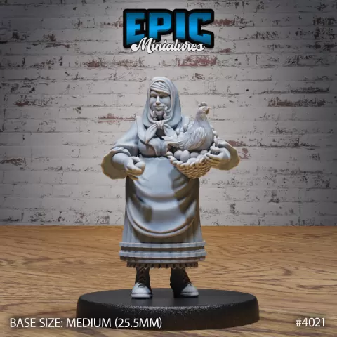 Villager Poultry Woman / Female Worker / Barn Keeper / Human Farmer Character / Settler / Mysterious Colonist by Epic-Miniatures