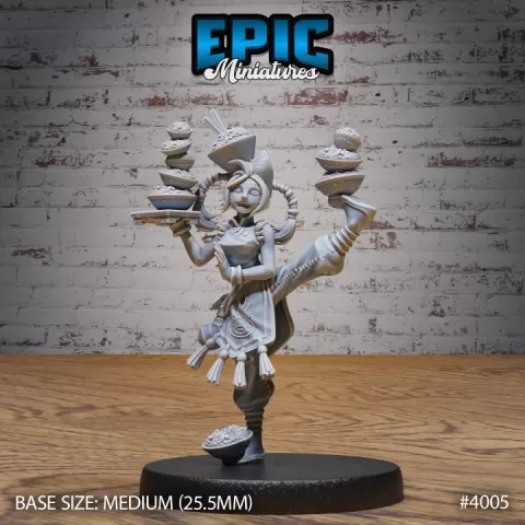 Food Stall Keeper Serving / Waitress / Human Worker / Female Tavern Operator / Mysterious Festival Resident / Magic Cabinet Encounter by Epic-Miniatures
