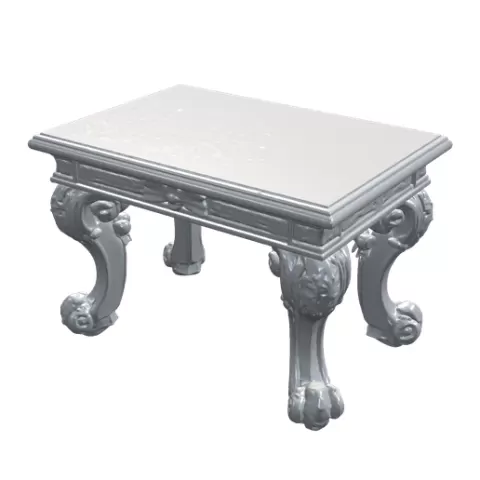 Baroque Rectangular Table Lion Claw Ball Feet Scroll Legs STL 3D CNC Model