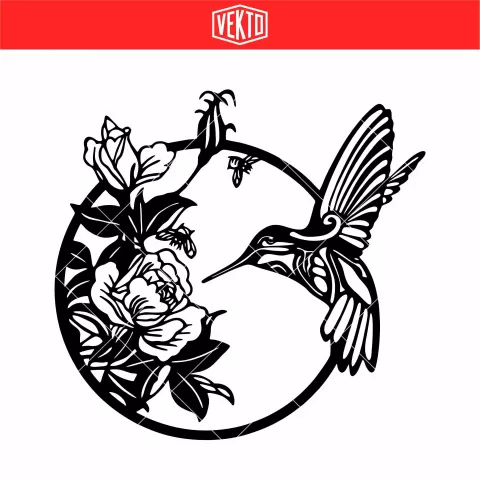 Hummingbird with Flowers STL – Elegant Nature 3D Print Model - vektointernational