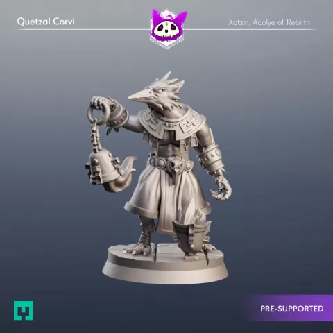 Quetzal Corvi | Xotzin, Acolyte of Rebirth by Blackcrest Miniatures