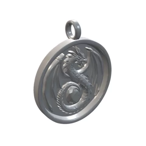Coiled Dragon Scaled Wings Detailed Relief Medallion Pendant STL 3D Print Jewelry