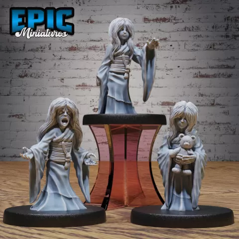 Ghost Girl Set / Undead Human / Evil Spirit / Humanoid Soul / Zombie Warrior / Walking Dead / Graveyard Encounter by Epic-Miniatures