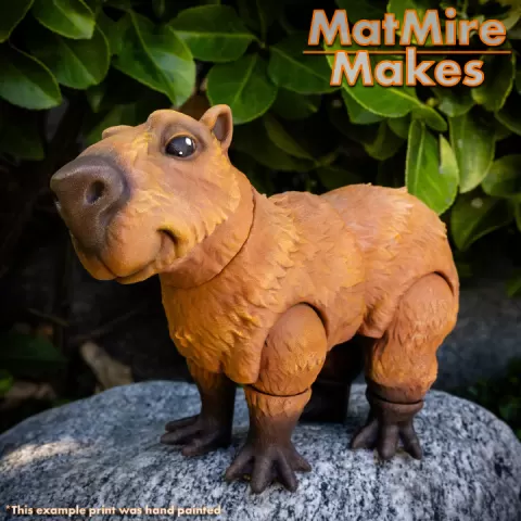 Capybara Articulated figure, Print-In-Place Body, Snap-Fit Head, Cute Flexi by MatMire Makes