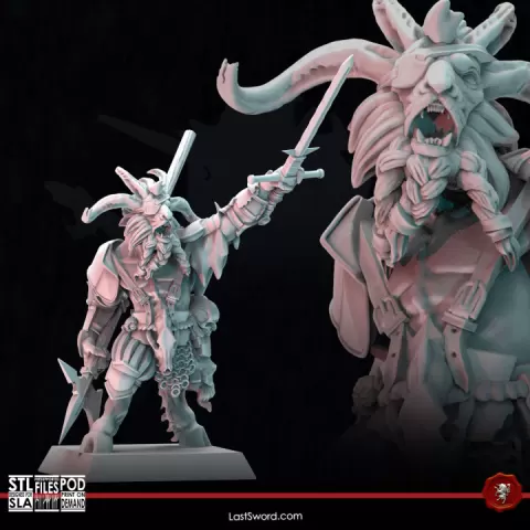 Warlord of the Bloodmoon Tribe | Pre-Supported | 30mm Beastmen by LastSword Miniatures