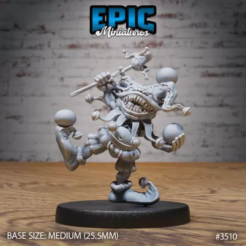 Goblin Clown / Carnival Goblinoid Artist / Funfair Green Skin Performer / Mysterious Circus Resident / Evil Ogre Beast / Cabinet Master by Epic-Miniatures