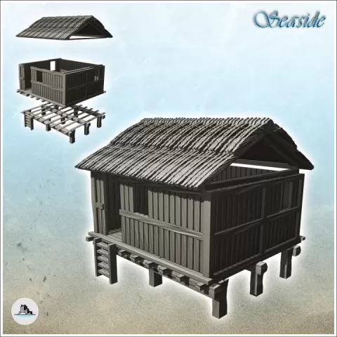 Tropical house on stilts with access ladder (11) - Cold Era Modern Warfare Conflict World War 3 RPG Post-apo by Hartolia Miniatures