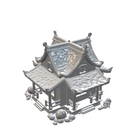 Grand Chinese Tea House Dragon Cloud Relief Curved Roof Pavilion STL 3D CNC Model