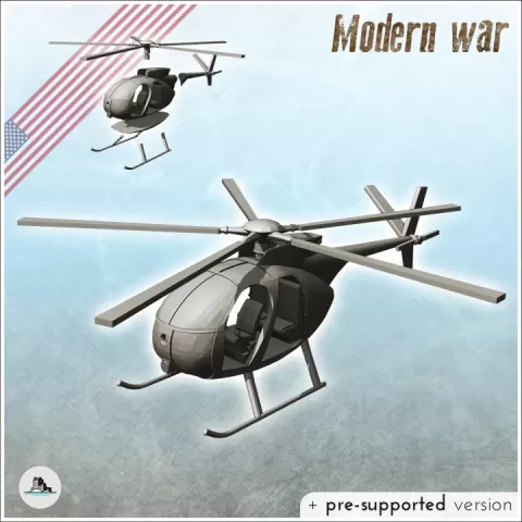 Hughes OH-6 Cayuse Loach helicopter - USA US Army Cold War America Era Iron Curtain Warfare Crisis Conflict by Hartolia Miniatures