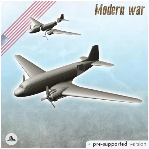 Douglas DC-3 C-47 Skytrain Dakota C-53 Skytrooper heavy aircraft - USA US Army Cold War America Era Iron Curtain Warfare Crisis Conflict by Hartolia Miniatures