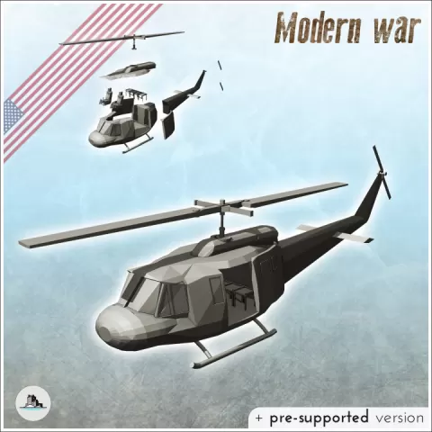 Bell UH-1 Iroquois Huey helicopter - USA US Army Cold War America Era Iron Curtain Warfare Crisis Conflict by Hartolia Miniatures
