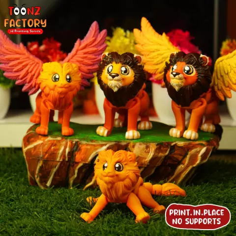 PRINT-IN-PLACE CUTE FLEXI LION ARTICULATED by Toonz Factory