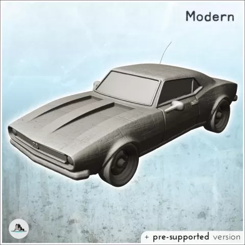 Chevrolet Camaro Z28 muscle car (2) - Cold Era Modern Warfare Conflict World War 3 RPG Post-apo by Hartolia Miniatures