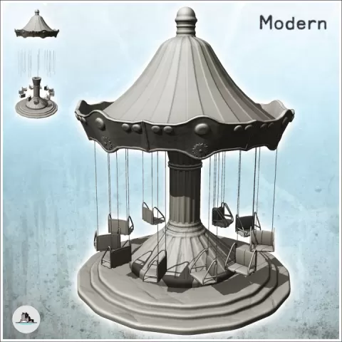 Modern children's carousel with hanging chairs (3) - Cold Era Modern Warfare Conflict World War 3 RPG Post-apo by Hartolia Miniatures