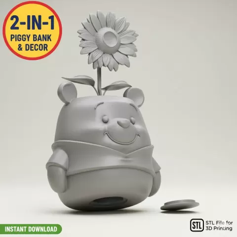 Winnie the Pooh Piggy Bank 3D STL File - BiLeN MeSH SToRe