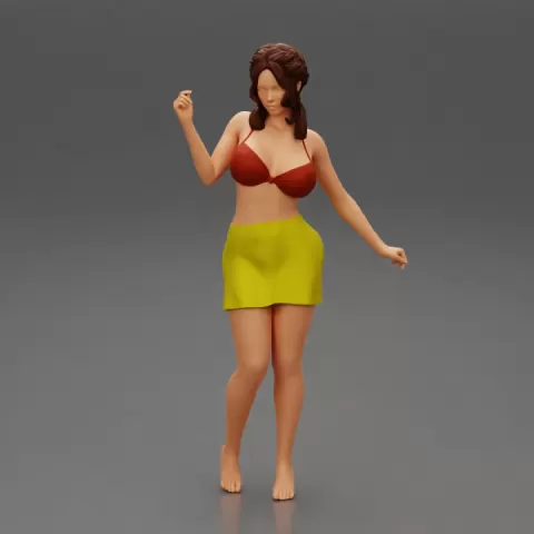 Slim Woman with Beautiful Body Wearing Mini Skirt and Bra posing by 3DGeschaft Miniatures Figures