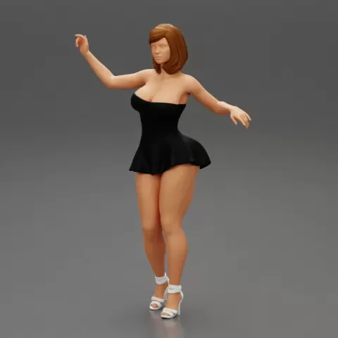 Sexy young girl in mini skirt dress and high heels by 3DGeschaft Miniatures Figures