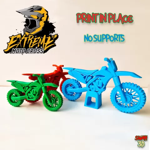 Motocross bike - print in place, no supports by Petr