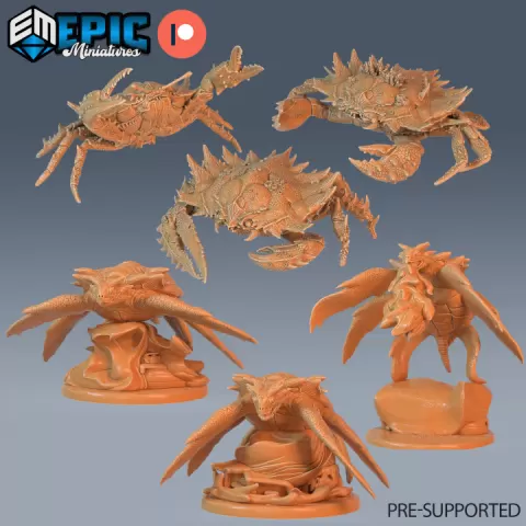Giant Crab & Sea Turtle Team / Water Beast / Claw Hugger / Black Tortoise / Kaiju / Ocean Encounter by Epic-Miniatures