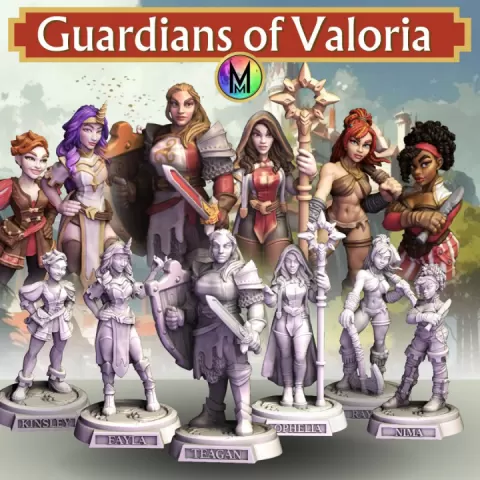 Female set - Guardians of Valoria ( Female models ) Female adventurers by Moonlight Minis- Christine Van Patten