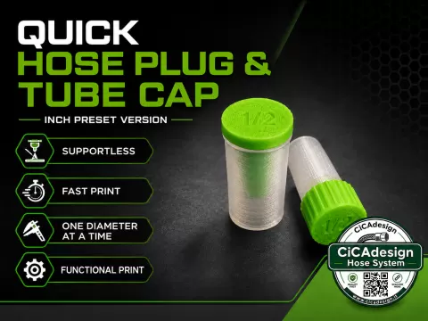 Print-Ready Hose Plug & Tube Cap - Inch presets