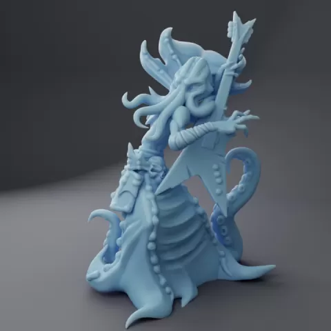 Sk'Goth, Eldritch Guitarist | Bardic Beatdown: Battle of the Bands Bard ( Mindflayer Bard with Guitar / Rocker Illithid ) by Twin Goddess Miniatures