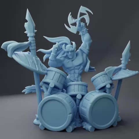 Styx, Tiefling Bard | Bardic Beatdown: Battle of the Bands Bard ( Male Tiefling Bard with Drums ) by Twin Goddess Miniatures