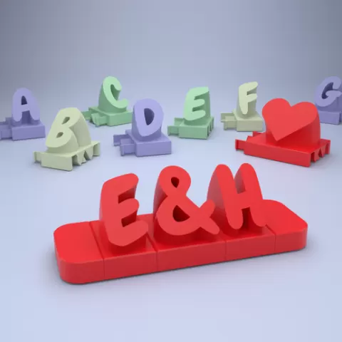 3D letter sign Valentine initials