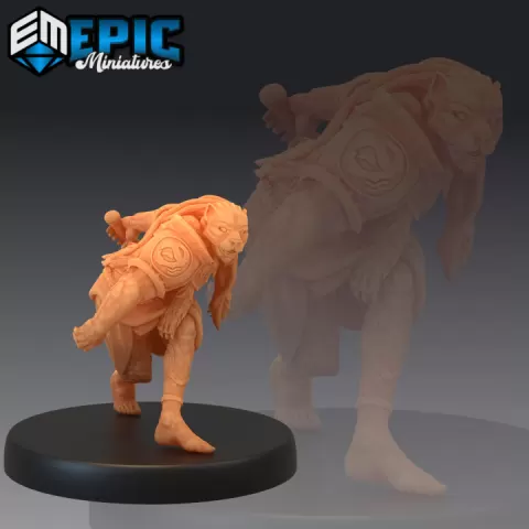 Masked Hunter Sneaking / Marsh Warrior / Feline Soldier / Catfolk / Weretiger / Marshland Fighter by Epic-Miniatures