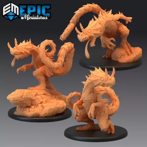 Chameleon Raptor Set / Ancient Hunting Dinosaur / Draconic Lizard / Jurassic Reptile / Swamp Encounter by Epic-Miniatures