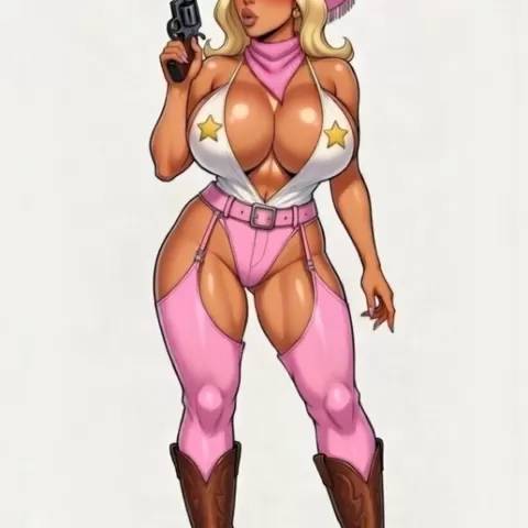 Sherif Cowgirl Bimbo Pinup - Figurine 3D Imprimible Adulto