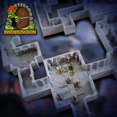 INSTADUNGEON™ Fantasy Dungeon Foundation Set: dungeon tiles compatible with D&D, Pathfinder and more by Big Dumb Fun Games
