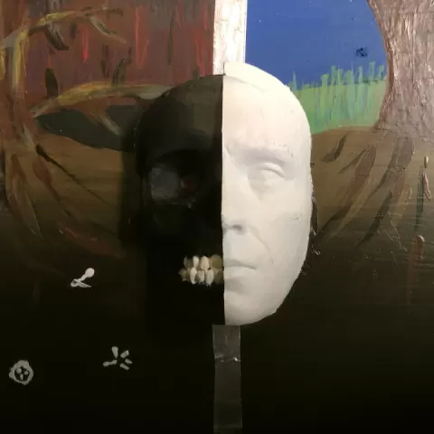 HALF FACE HALF SKULL!! by BIGEASYART