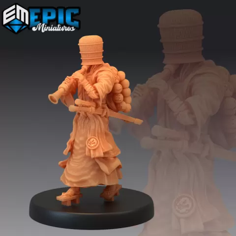 Basket Monk Flute / Katana Sword Master / Male Fighter / Japanese Dynasty by Epic-Miniatures