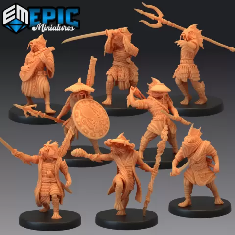 Fish Folk Koi Tribe Set / Sea Warrior / Japanese Dynasty Fighter / Ocean Water Guardian by Epic-Miniatures
