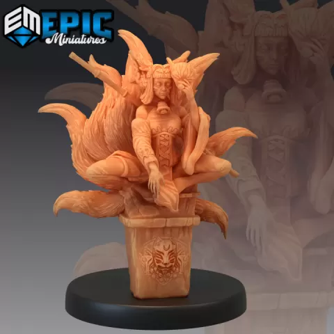 Kitsune Altar / Fox Humanoid / Nine Tailed Female Sorcerer / Japanese Mythology by Epic-Miniatures