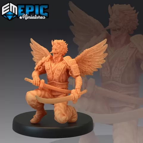 Tengu Swords / Winged Avian Humanoid / Heavenly Samurai Warrior / Japanese Mythology by Epic-Miniatures