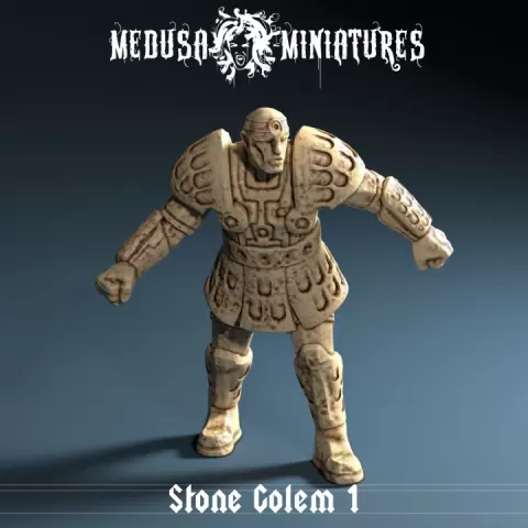 Stone Golem 1 – 28mm Fantasy Miniature STL for Resin Printing (RPG & Wargame Ready) Pre-supported by Medusa Miniatures
